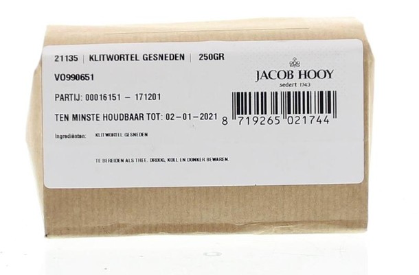 Jacob Hooy Klitwortel gesneden (250 Gram)