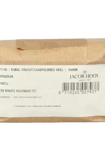 Jacob Hooy Sabal vruchten/zaagpalmbes (250 Gram)