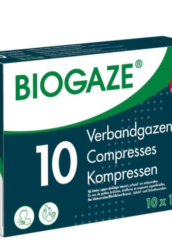 Biogaze Verbandgaas/kompres 10 x 10 cm (10 Stuks)