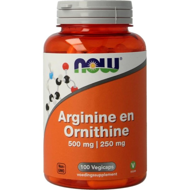 NOW Arginine & ornithine 500 / 250mg (100 Vegetarische capsules)