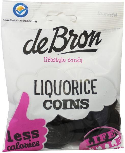 De Bron Muntendrop/liquorice coins suikervrij (100 Gram)