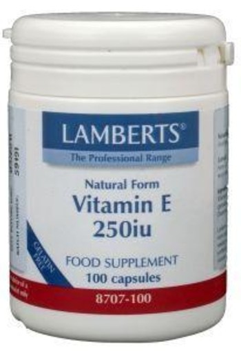 Lamberts Vitamine E 250IE natuurlijk (100 Vegetarische capsules)
