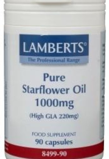 Lamberts Borageolie 1000 mg (High GLA 220 mg starflower) (90 Vegetarische capsules)