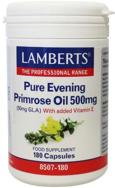 Lamberts Teunisbloemolie 500mg (pure evening primrose oil) (180 Vegetarische capsules)