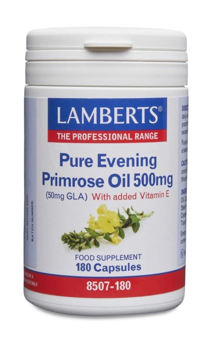 Lamberts Teunisbloemolie 500mg (pure evening primrose oil) (180 Vegetarische capsules)