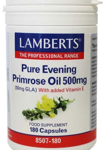 Lamberts Teunisbloemolie 500mg (pure evening primrose oil) (180 Vegetarische capsules)