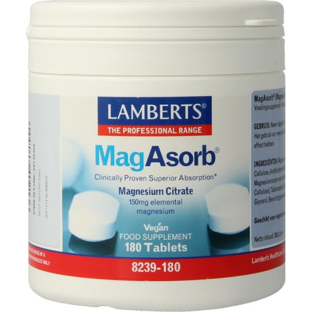Lamberts MagAsorb (magnesium citraat) 150mg (180 Tabletten)