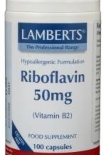 Lamberts Vitamine B2 50 mg (riboflavine) (100 Vegetarische capsules)