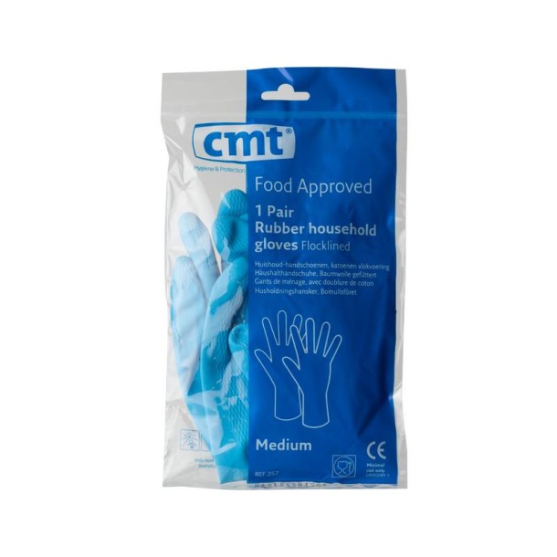 CMT Huishoudhandschoen rubber blauw maat M (1 Paar)