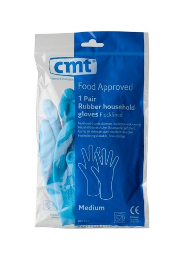CMT Huishoudhandschoen rubber blauw M (1 Paar)
