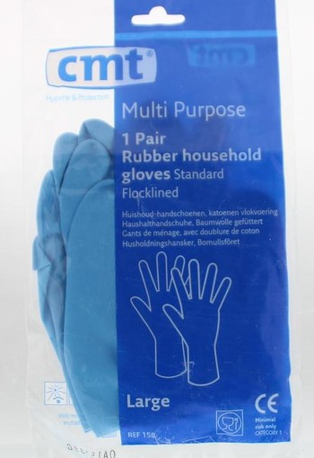 CMT Huishoudhandschoen rubber blauw L (1 Paar)