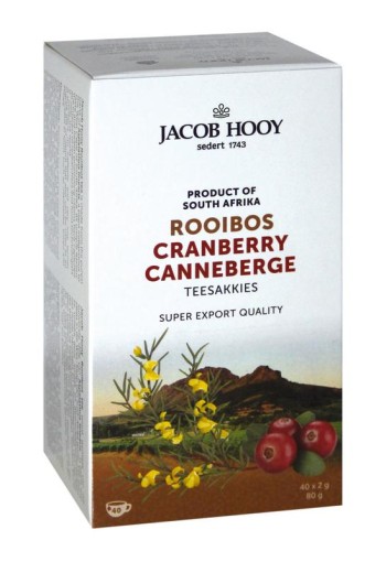 Jacob Hooy Rooibosthee cranberry (40 Zakjes)