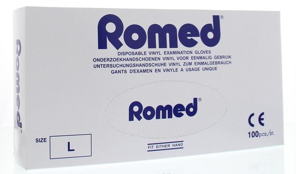 Romed Vinyl handschoen niet steriel gepoederd L (100 Stuks)