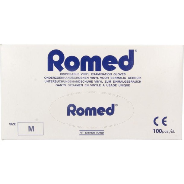 Romed Vinyl handschoen niet steriel gepoederd M (100 Stuks)