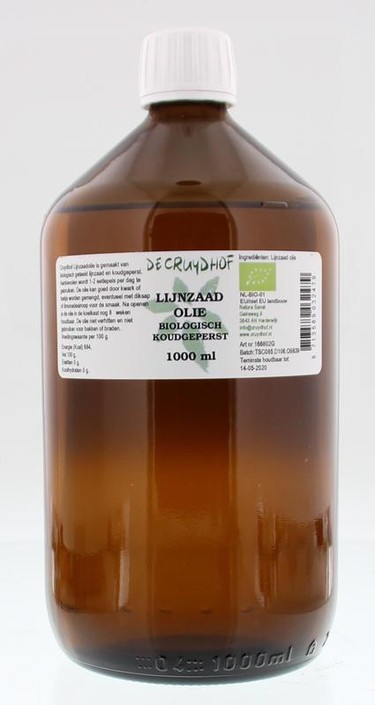Cruydhof Lijnzaadolie koudgeperst bio (1 Liter)