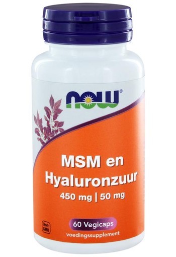 NOW MSM 450 mg en Hyaluronzuur 50 mg (60 Vegetarische capsules)