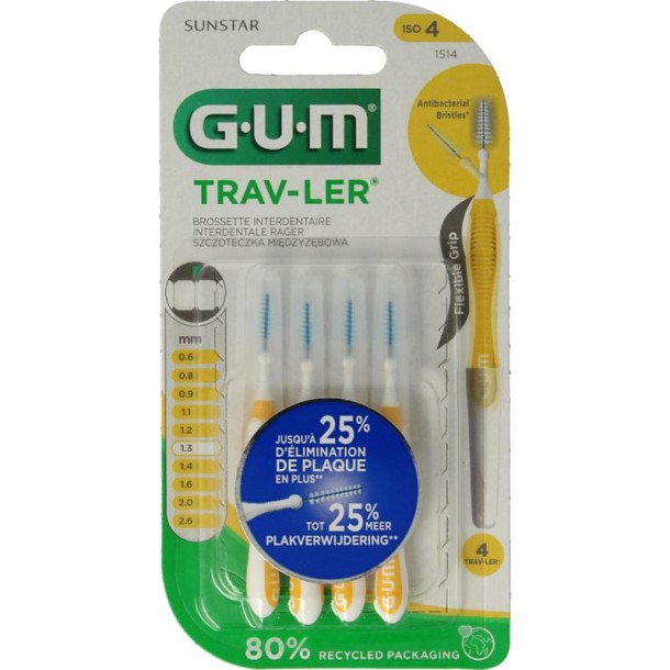 GUM Trav-ler rager 1.3mm (geel) (4 Stuks)