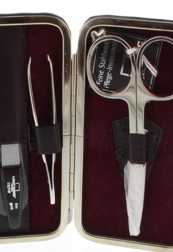 Malteser Manicure-etui 4-delig wijnrood nappaleer (1 Set)