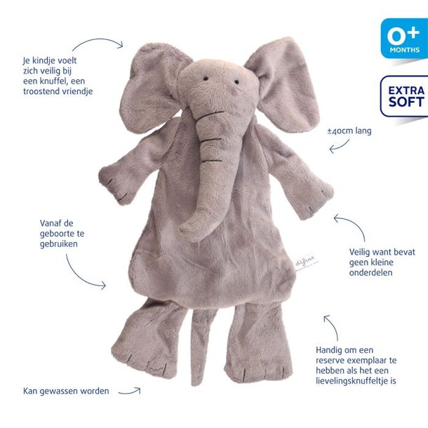 Difrax Soft olifant Elliot (1 Stuks)