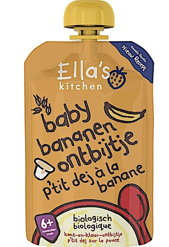 ELLA'S KITCHEN Baby bananen ontbijtje 100% biologische bananen, yoghurt, haver + rijst 