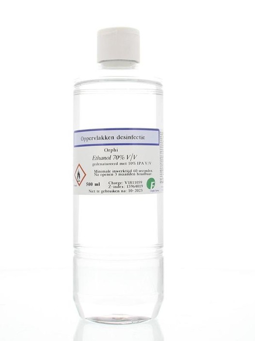 Orphi Alcohol ethanol 70% klepdeksel 10% isopropanol (500 Milliliter)