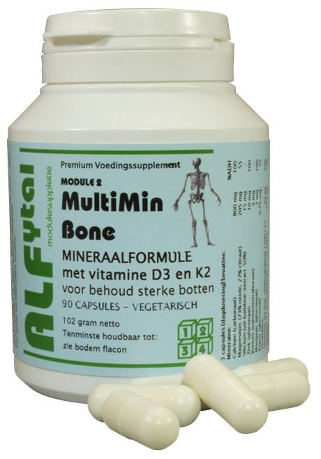 Alfytal MultiMin bone botformule met vit. D3 en K2 (90 Vegetarische capsules)