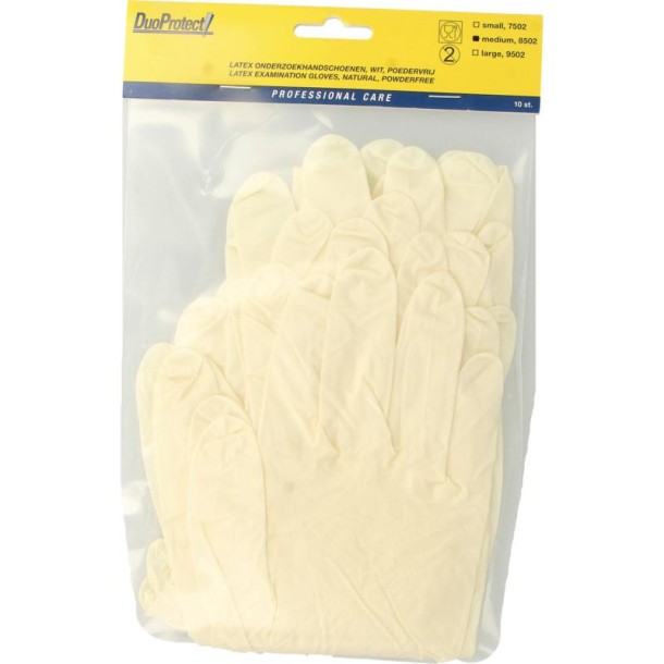 Duoprotect Handschoen latex poedervrij medium (10 Stuks)