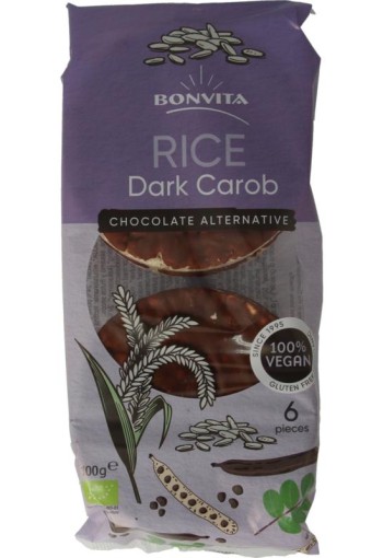 Bonvita Rijstwafels puur carobe bio (100 Gram)