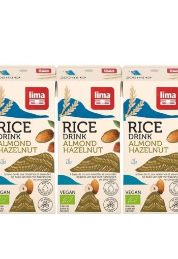 Lima Rice drink hazelnoot-amandel 200ml bio (3 Stuks)