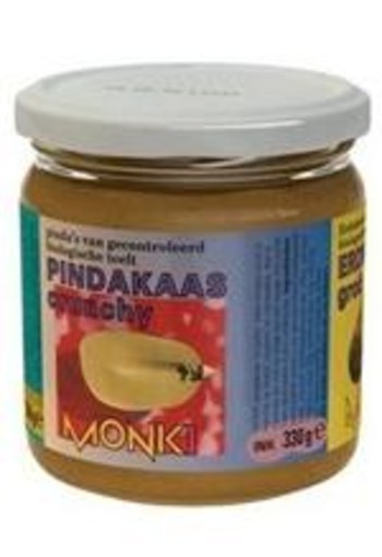 Monki Pindakaas crunchy met zout eko bio (330 Gram)
