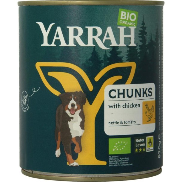 Yarrah Hond brokjes kip in saus bio (820 Gram)