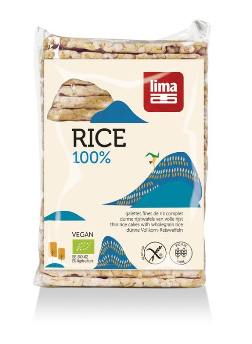 Lima Rijstwafels zout dun recht bio (130 Gram)