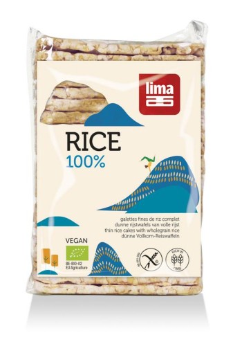Lima Rijstwafels zout dun recht bio (130 Gram)