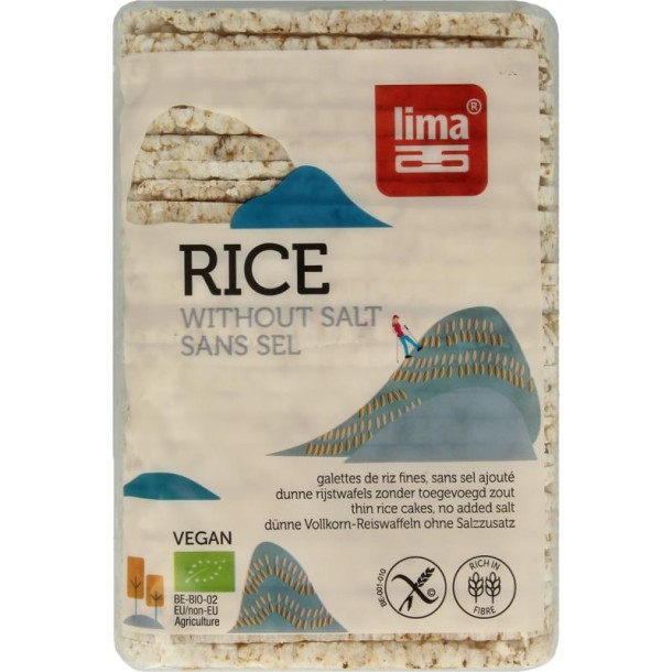 Lima Rijstwafels zonder zout dun recht bio (130 Gram)
