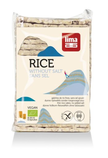 Lima Rijstwafels zonder zout dun recht bio (130 Gram)