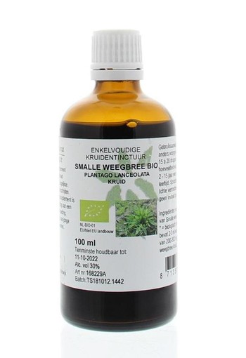 Cruydhof Plantago lanc / smalle weegbree tinctuur bio (100 Milliliter)