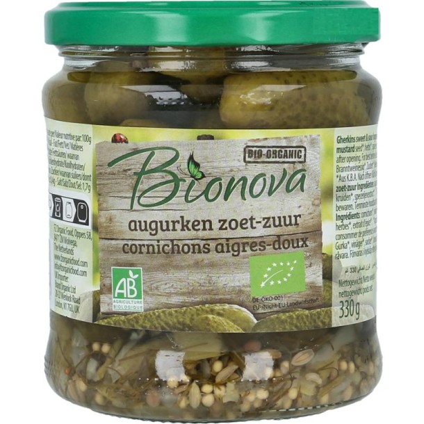Bionova Augurken zoet zuur bio (330 Gram)