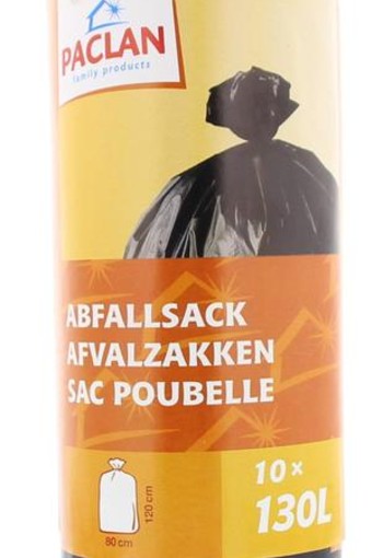 Paclan Huisvuil/afvalzak donker grijs 130 liter (10 Stuks)