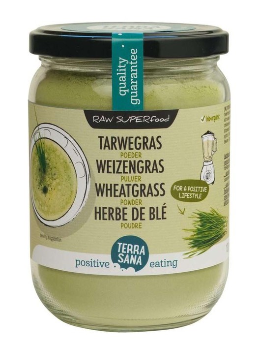 Terrasana Raw tarwegras poeder in glas bio (130 Gram)
