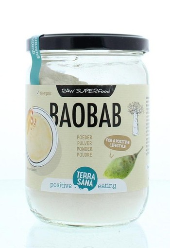 Terrasana Raw baobab poeder in glas bio (190 Gram)