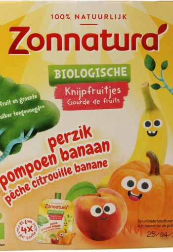 Zonnatura Knijpfruit banaan/pompoen/perzik bio (4 Stuks)