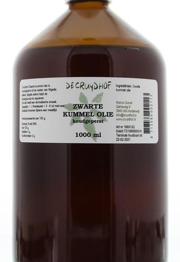 Cruydhof Zwarte kummel olie koudgeperst (1 Liter)