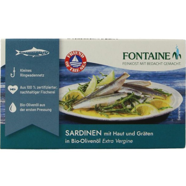 Fontaine Sardines met huid en graat (120 Gram)