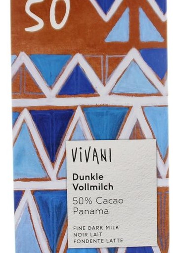 Vivani Chocolade melk donker 50% kokosbloesemsuiker bio (80 Gram)