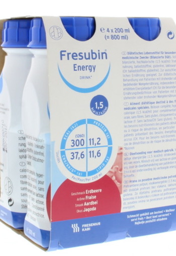 Fresubin Energy drink aardbei 200 ml (4 Stuks)