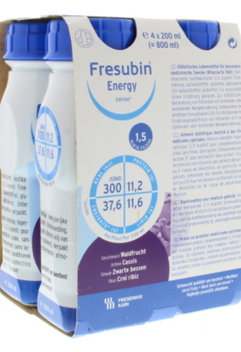Fresubin Energy drink cassis 200 ml (4 Stuks)