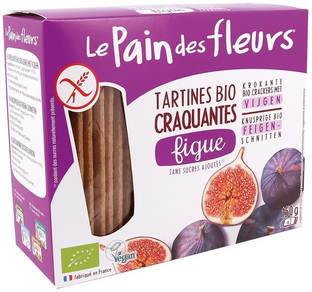 Pain Des Fleurs Krokante bio crackers met vijg bio (150 Gram)