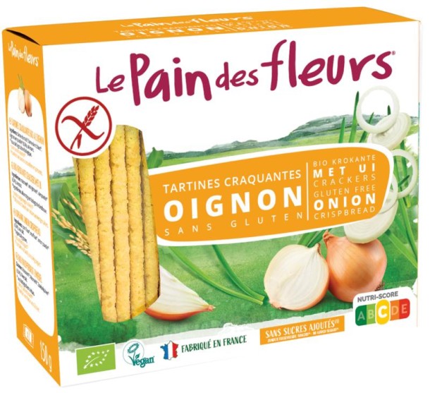 Pain Des Fleurs Krokante bio crackers met ui glutenvrij (150 Gram)
