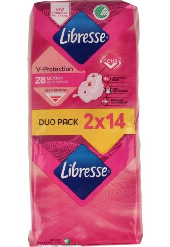 Libresse Freshness & protection ultra+ met vleugel (28 Stuks)