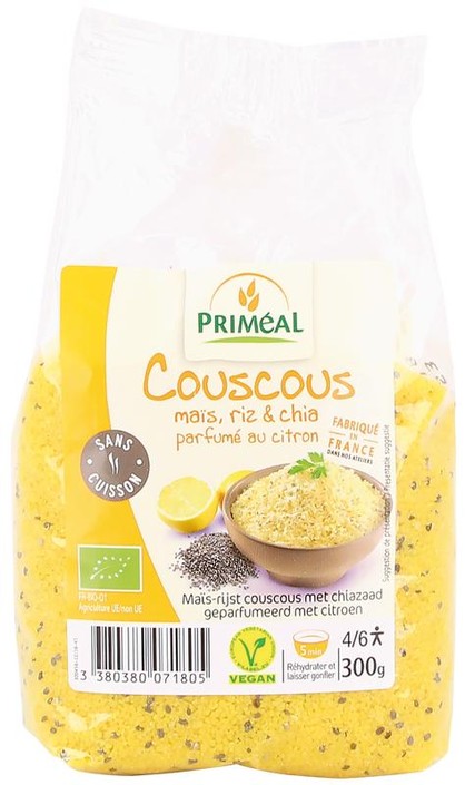Primeal Couscous mais rijst en chia citroen bio (300 Gram)